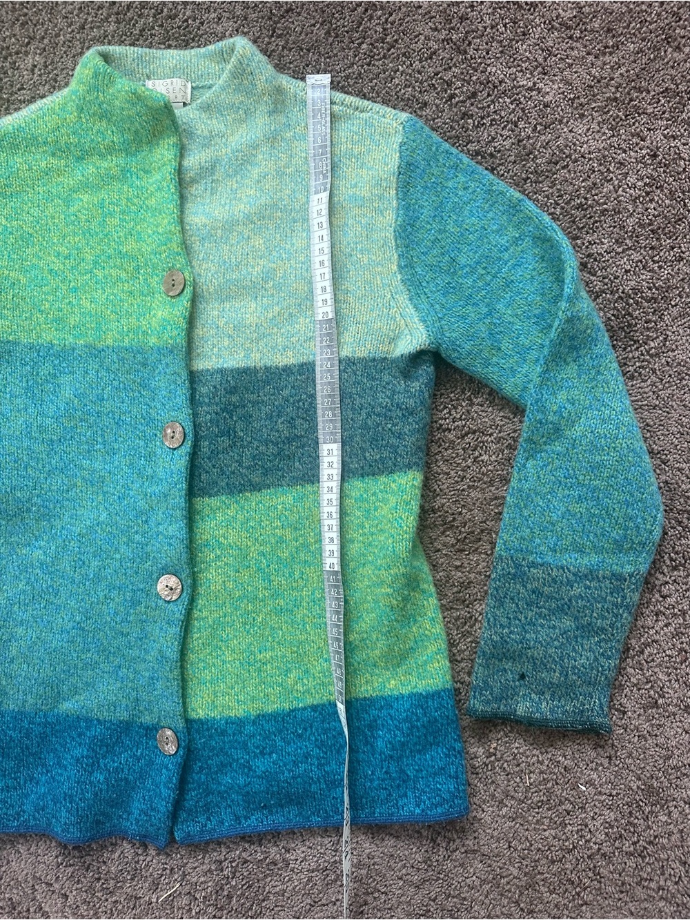 Sigrid Olsen Sport Aqua and Mint Wool Blend Sweater XS - Picture 7 of 8
